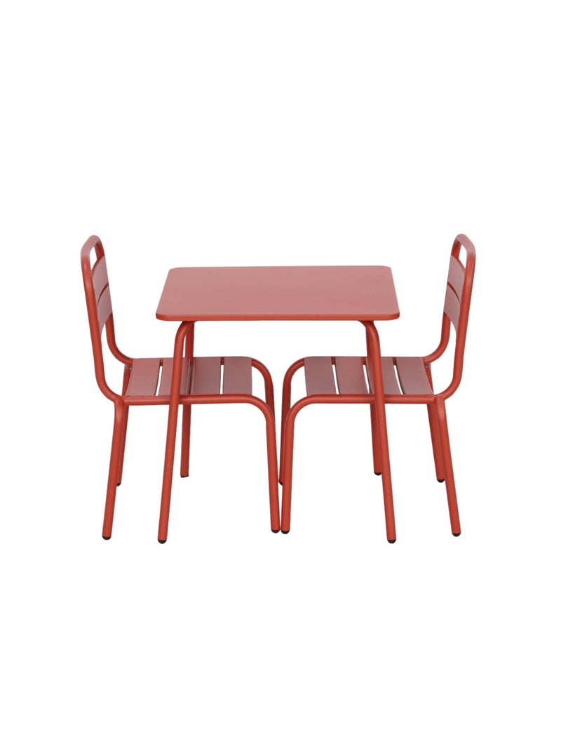 Table de jardin enfant métal + 2 assises Rouge brique - Kiabi