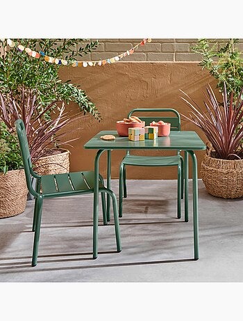 Table de jardin enfant métal + 2 assises