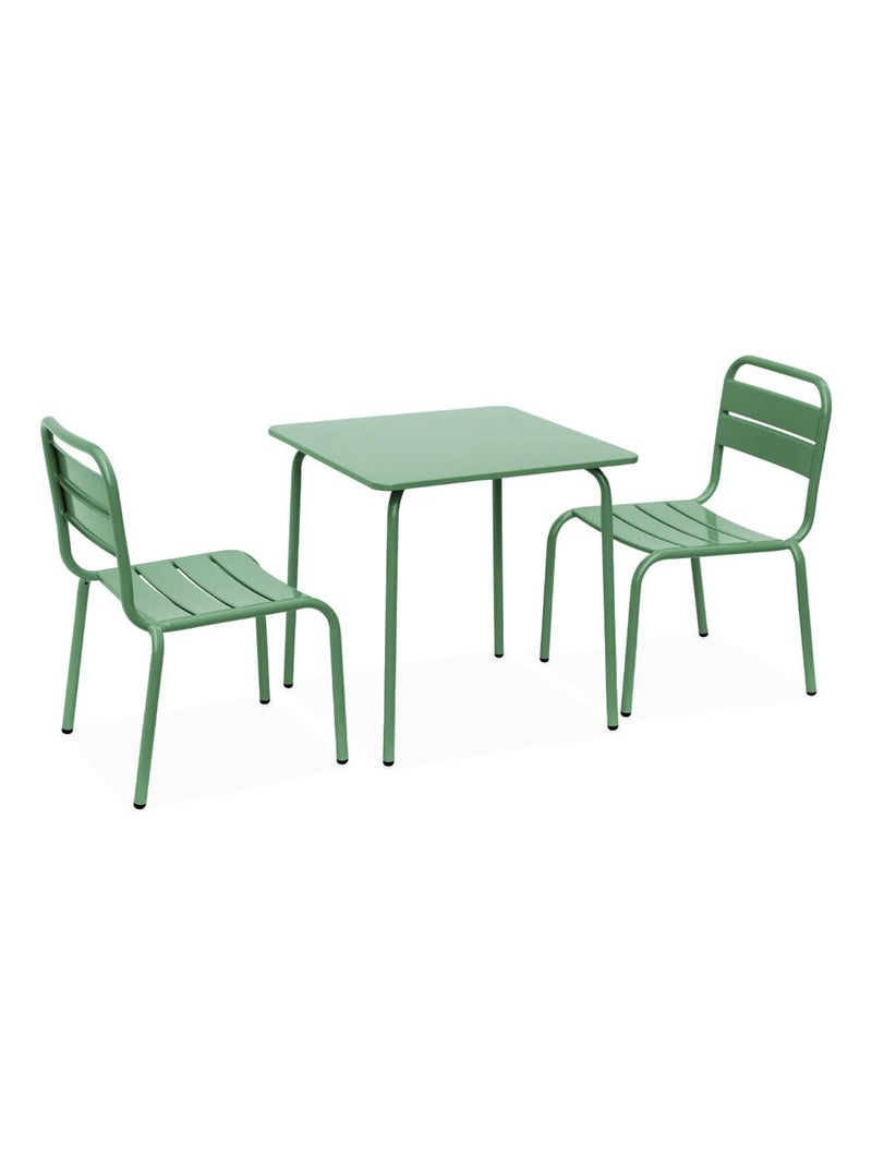 Table de jardin enfant métal + 2 assises Vert - Kiabi