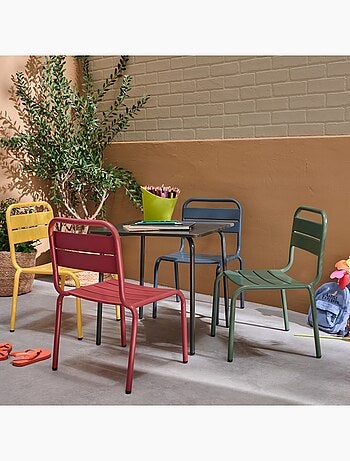 Table de jardin enfant métal + 4 assises