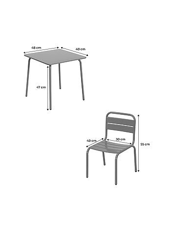 Table de jardin enfant métal + 4 assises