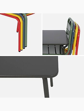 Table de jardin enfant métal + 4 assises