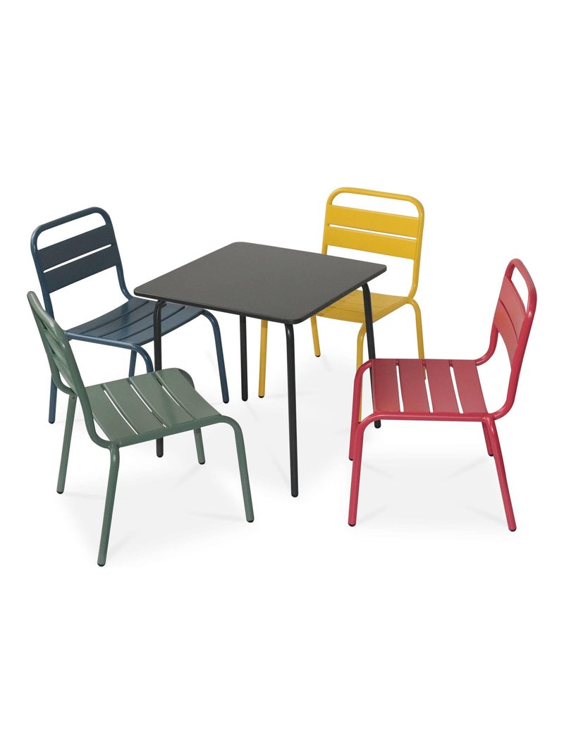 Table de jardin enfant métal + 4 assises Multicolore - Kiabi