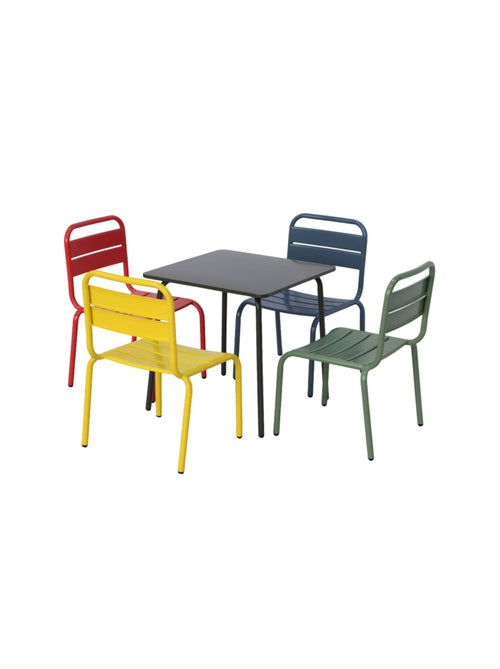Table de jardin enfant métal + 4 assises - Kiabi