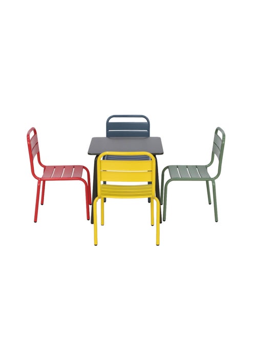 Table de jardin enfant métal + 4 assises - Kiabi