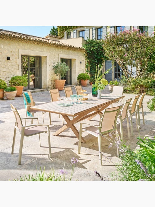 Table de jardin extensible 10 places en aluminium AXIOME - Kiabi Table de jardin extensible 10 places en aluminium AXIOME - Kiabi