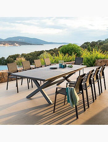 Table de jardin extensible 12 places en aluminium AXIOME