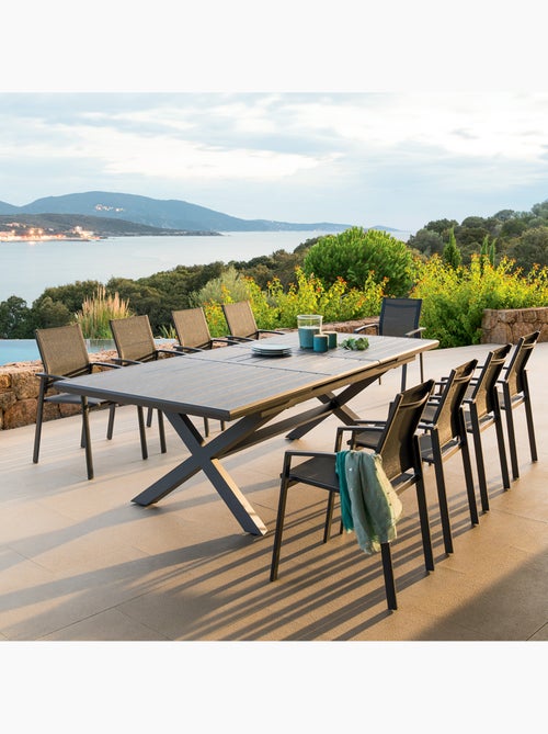 Table de jardin extensible 10 places en aluminium AXIOME - Kiabi Table de jardin extensible 10 places en aluminium AXIOME - Kiabi