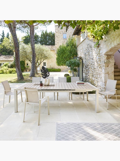 Table de jardin extensible 10 places en aluminium effet bois ÉVASION - Kiabi Table de jardin extensible 10 places en aluminium effet bois ÉVASION - Kiabi