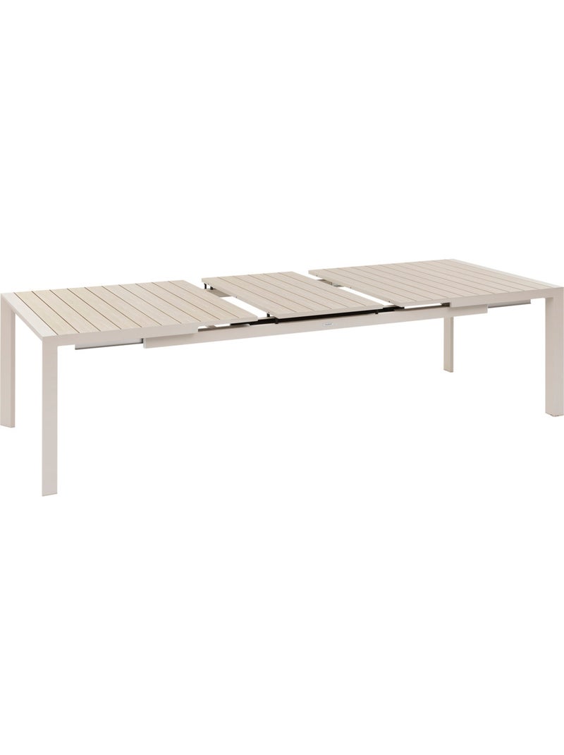 Table de jardin extensible 10 places en aluminium effet bois ÉVASION Beige argile - Kiabi