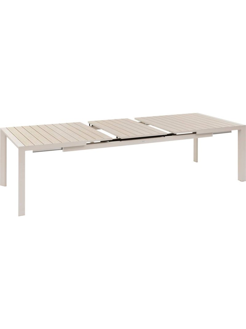 Table de jardin extensible 10 places en aluminium effet bois ÉVASION Beige argile - Kiabi
