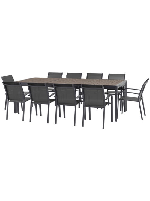 Table de jardin extensible 10 places en aluminium effet bois ÉVASION - Kiabi Table de jardin extensible 10 places en aluminium effet bois ÉVASION - Kiabi