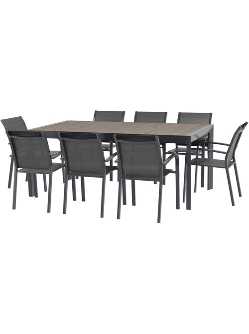 Table de jardin extensible 10 places en aluminium effet bois ÉVASION - Kiabi Table de jardin extensible 10 places en aluminium effet bois ÉVASION - Kiabi
