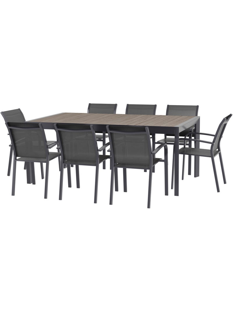 Table de jardin extensible 10 places en aluminium effet bois ÉVASION gris anthracite - Kiabi