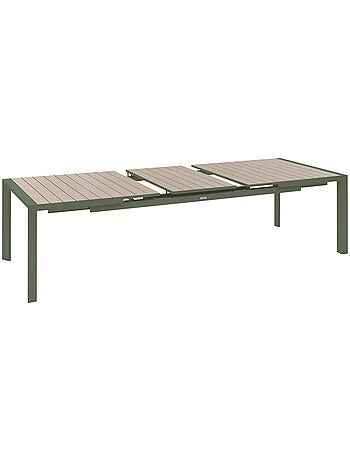 Table de jardin extensible 10 places en aluminium effet bois ÉVASION