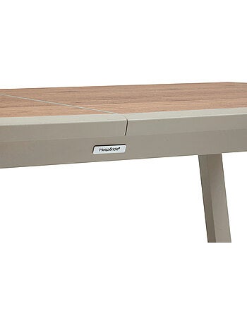 Table de jardin extensible 10 places en aluminium et verre effet bois PAVANE