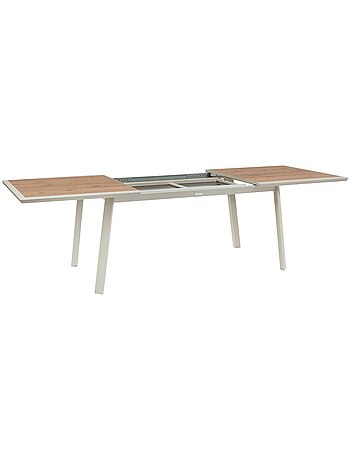 Table de jardin extensible 10 places en aluminium et verre effet bois PAVANE