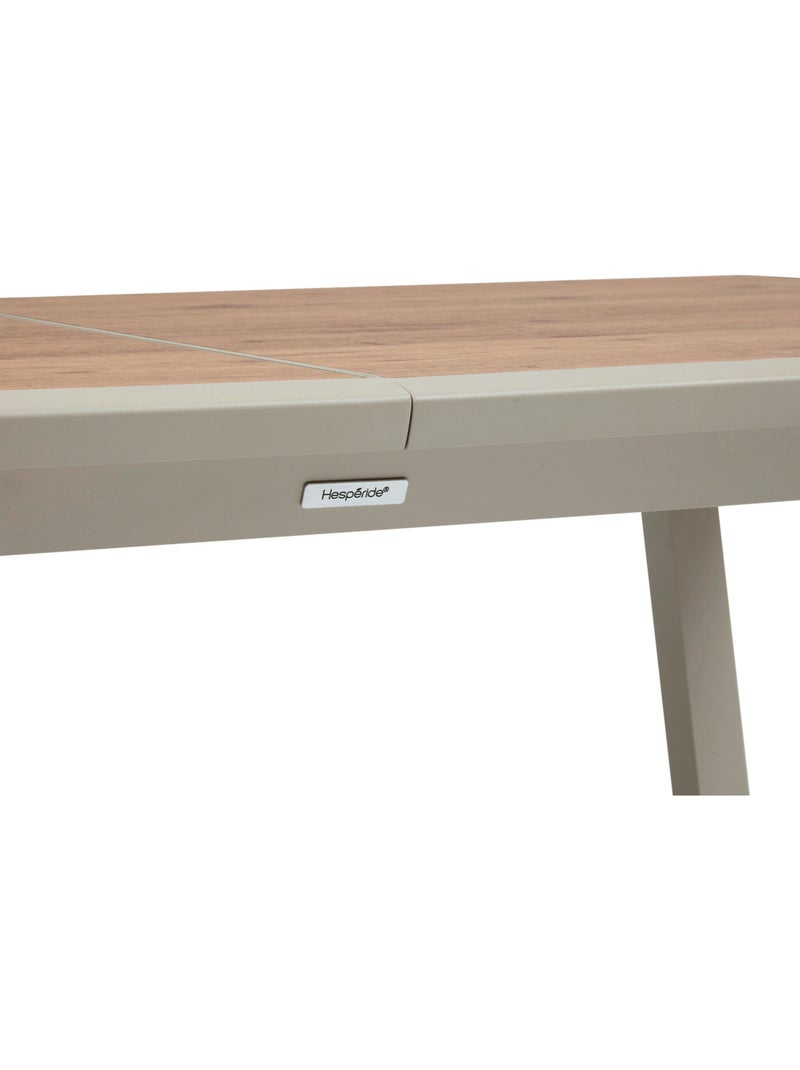 Table de jardin extensible 10 places en aluminium et verre effet bois PAVANE Beige argile - Kiabi