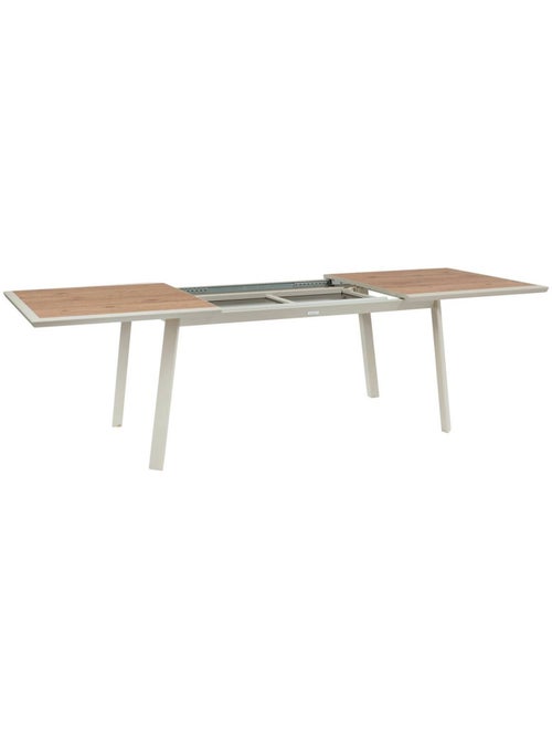 Table de jardin extensible 10 places en aluminium et verre effet bois PAVANE - Kiabi