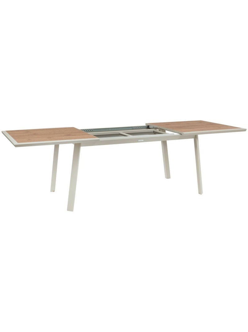 Table de jardin extensible 10 places en aluminium et verre effet bois PAVANE Beige argile - Kiabi
