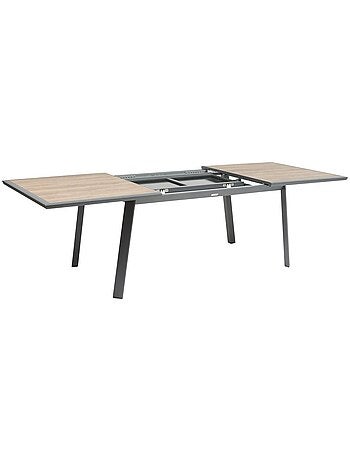 Table de jardin extensible 10 places en aluminium et verre effet bois PAVANE
