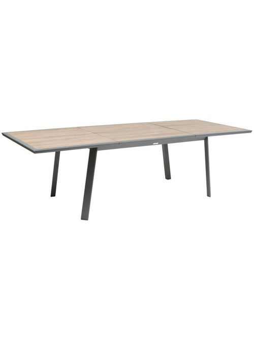 Table de jardin extensible 10 places en aluminium et verre effet bois PAVANE - Kiabi