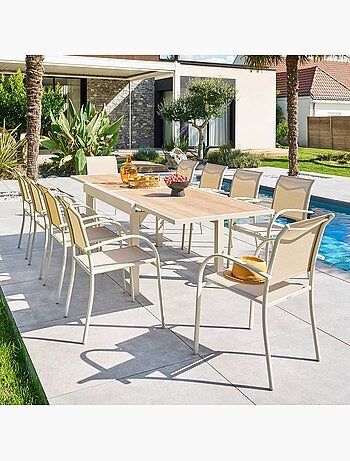 Table de jardin extensible 10 places en aluminium et verre PIAZZA