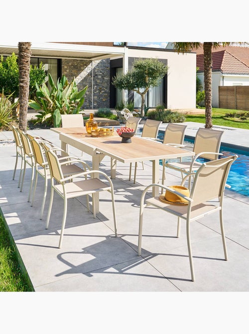 Table de jardin extensible 10 places en aluminium et verre PIAZZA - Kiabi Table de jardin extensible 10 places en aluminium et verre PIAZZA - Kiabi