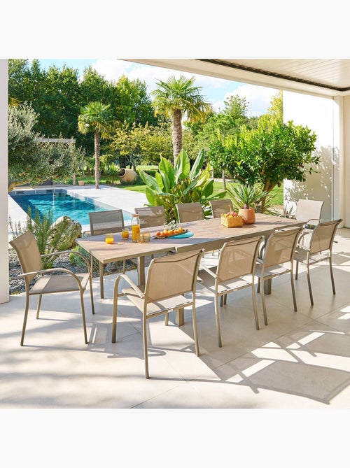 Table de jardin extensible 10 places en aluminium et verre PIAZZA - Kiabi Table de jardin extensible 10 places en aluminium et verre PIAZZA - Kiabi
