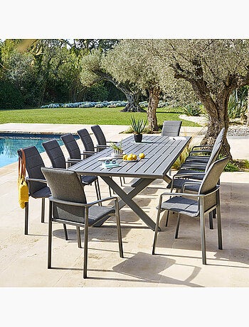 Table de jardin extensible 12 places en aluminium AXIOME