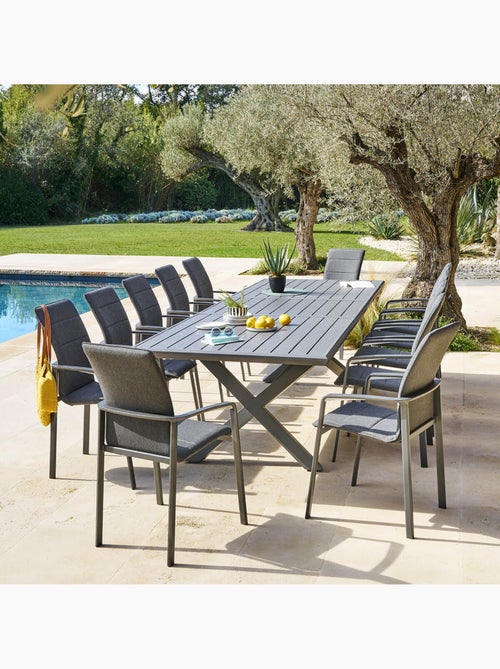 Table de jardin extensible 12 places en aluminium AXIOME - Kiabi Table de jardin extensible 12 places en aluminium AXIOME - Kiabi