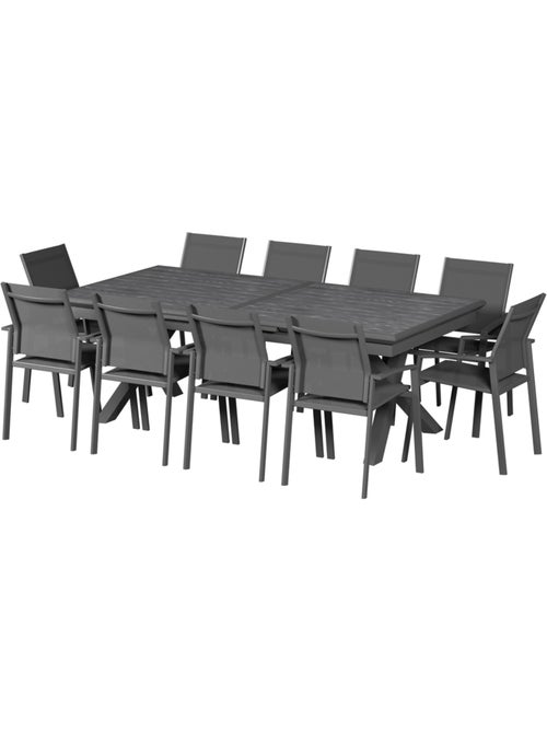 Table de jardin extensible 12 places en aluminium AXIOME - Kiabi Table de jardin extensible 12 places en aluminium AXIOME - Kiabi