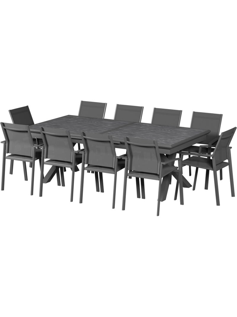Table de jardin extensible 12 places en aluminium AXIOME Ardoise - Kiabi