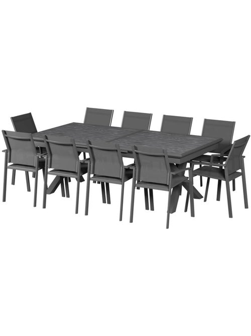 Table de jardin extensible 12 places en aluminium AXIOME - Kiabi Table de jardin extensible 12 places en aluminium AXIOME - Kiabi