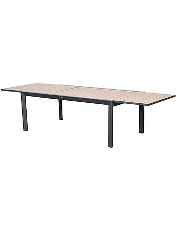 Table de jardin extensible 12 places en aluminium effet bois ÉVASION
