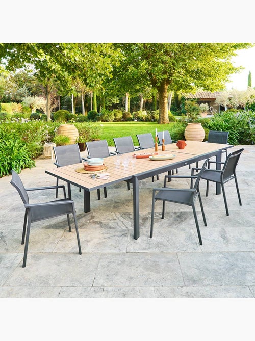 Table de jardin extensible 12 places en aluminium effet bois ÉVASION - Kiabi Table de jardin extensible 12 places en aluminium effet bois ÉVASION - Kiabi