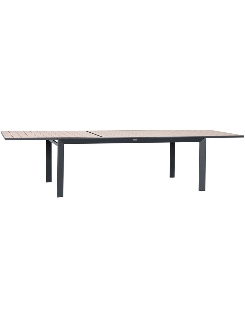 Table de jardin extensible 12 places en aluminium effet bois ÉVASION Miel - Kiabi