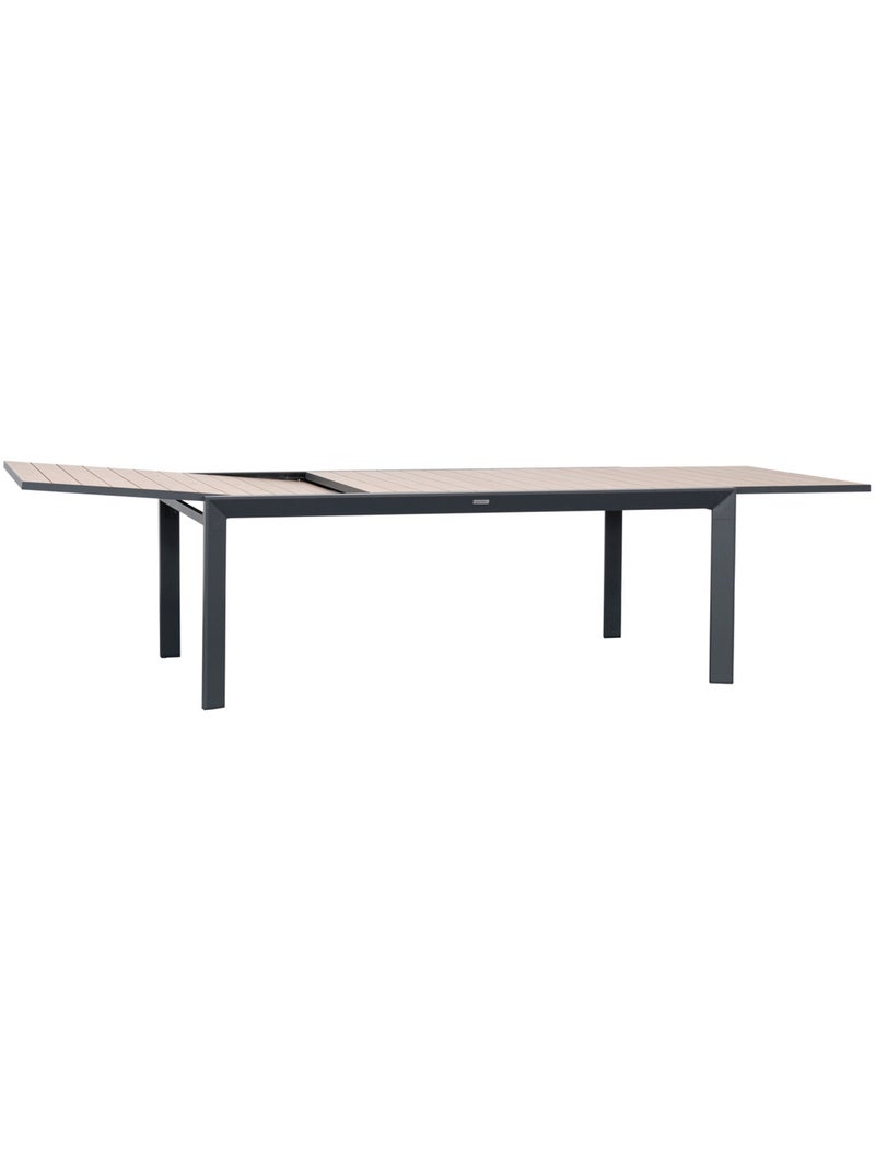 Table de jardin extensible 12 places en aluminium effet bois ÉVASION Miel - Kiabi