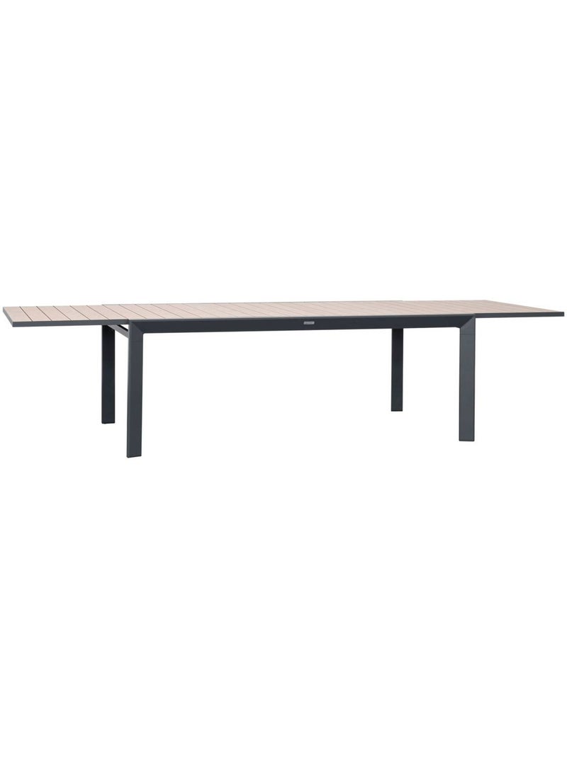 Table de jardin extensible 12 places en aluminium effet bois ÉVASION Miel - Kiabi