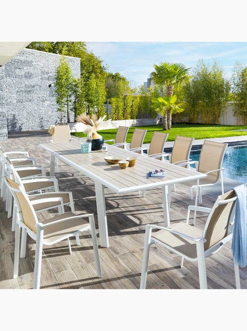 Table de jardin extensible 12 places en aluminium effet bois PAVANE - Kiabi Table de jardin extensible 12 places en aluminium effet bois PAVANE - Kiabi