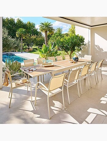 Table de jardin extensible 12 places en aluminium et verre PIAZZA