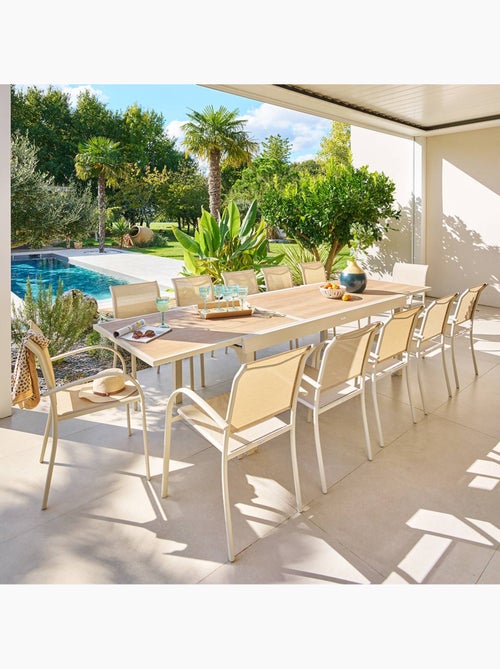 Table de jardin extensible 12 places en aluminium et verre PIAZZA - Kiabi Table de jardin extensible 12 places en aluminium et verre PIAZZA - Kiabi