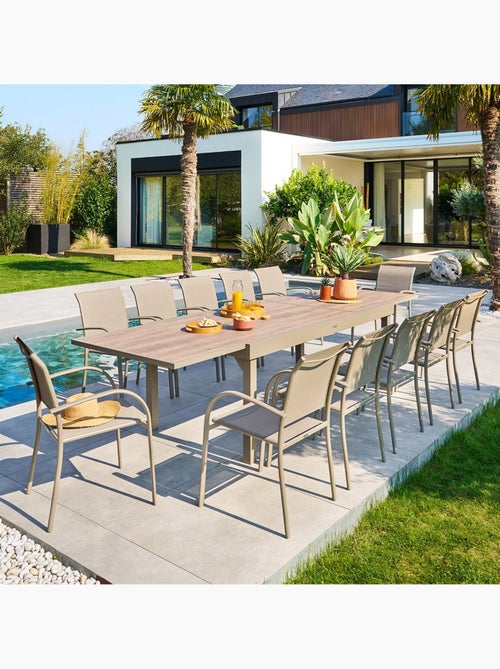Table de jardin extensible 12 places en aluminium et verre PIAZZA - Kiabi Table de jardin extensible 12 places en aluminium et verre PIAZZA - Kiabi
