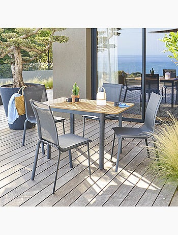 Table de jardin extensible 4 places en aluminium et eucalyptus FOLYA