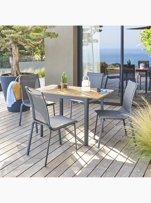 Table de jardin extensible 4 places en aluminium et eucalyptus FOLYA - Kiabi Table de jardin extensible 4 places en aluminium et eucalyptus FOLYA - Kiabi