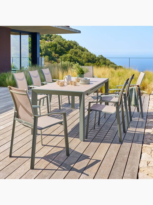 Table de jardin extensible 8 places en aluminium effet bois ÉVASION - Kiabi Table de jardin extensible 8 places en aluminium effet bois ÉVASION - Kiabi