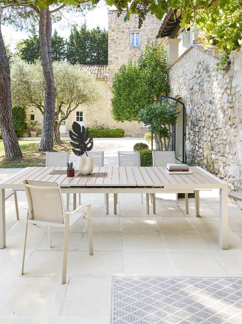 Table de jardin extensible avec rallonge automatique 10 places EVASION Beige - Kiabi