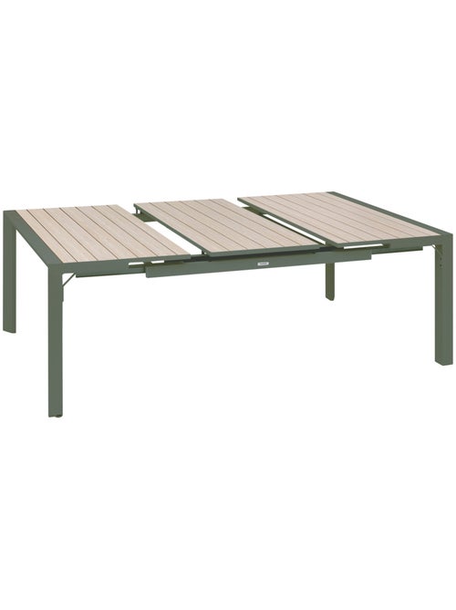 Table de jardin extensible carrée 10 places en aluminium effet bois ÉVASION - Kiabi Table de jardin extensible carrée 10 places en aluminium effet bois ÉVASION - Kiabi
