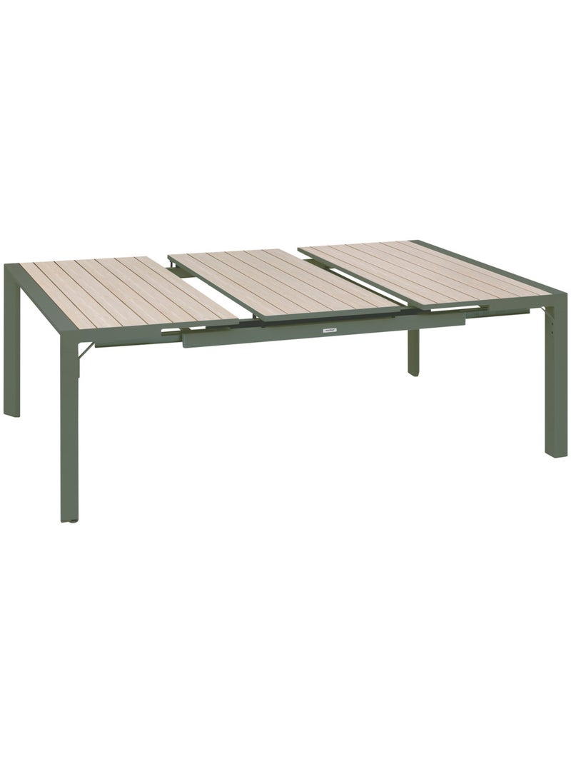 Table de jardin extensible carrée 10 places en aluminium effet bois ÉVASION Beige - Kiabi