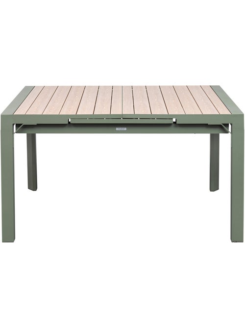 Table de jardin extensible carrée 10 places en aluminium effet bois ÉVASION - Kiabi Table de jardin extensible carrée 10 places en aluminium effet bois ÉVASION - Kiabi